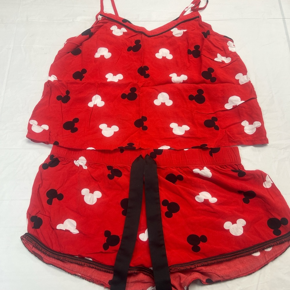 Red Mickey Mouse Print Pajama Set - size S